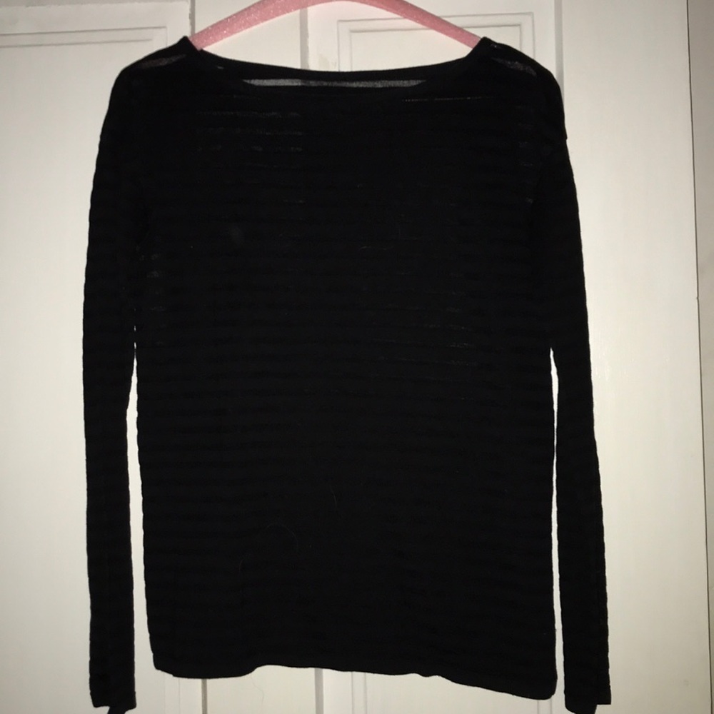 Black long sleeved semi-sheer top